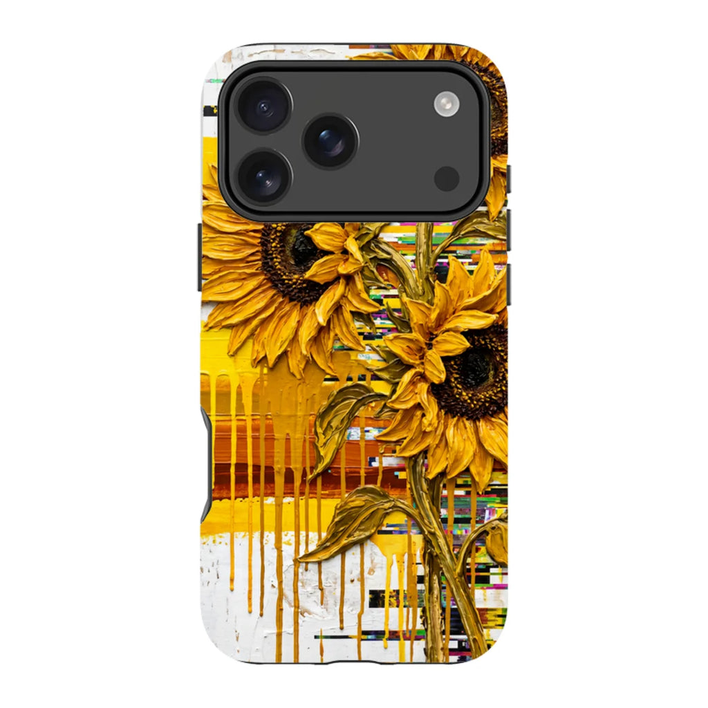 Sunflowers with Abstract Golden Chaos by Frida Lövström — iPhone 17 Pro Max Magsafe Tough Case — Finnaij