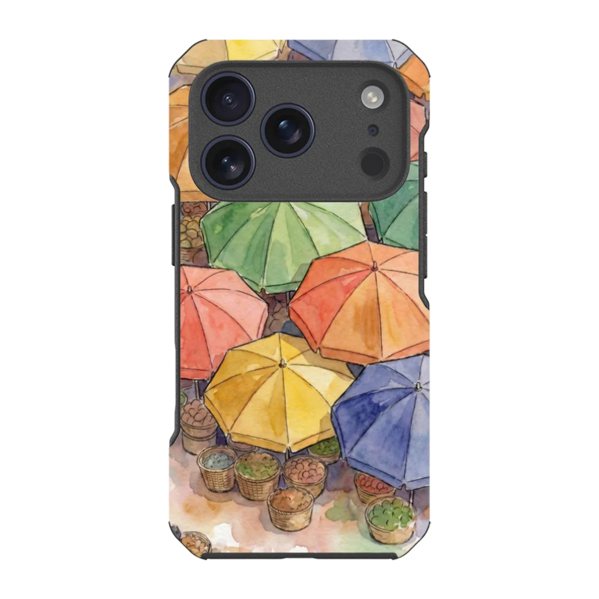 Market Umbrellas from Above by Tobi Akinyemi — iPhone 17 Pro Impact Armour MagSafe Case — Finnaij