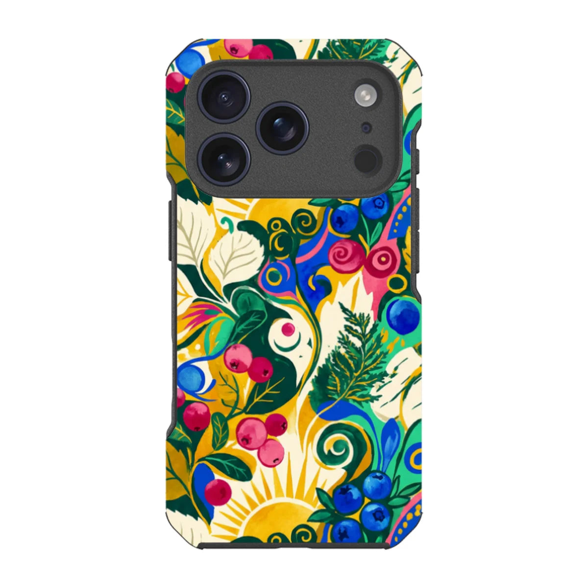 Berry Meadow Glow by Aino Kallio — iPhone 17 Pro Impact Armour MagSafe Case — Finnaij