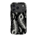 Feathers in Bloom Black — iPhone 17 Pro Magsafe Tough Case — Finnaij