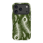 Feathers in Bloom Army Green — iPhone 17 Pro Magsafe Tough Case — Finnaij