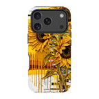 Sunflowers with Abstract Golden Chaos by Frida Lövström — iPhone 17 Pro Magsafe Tough Case — Finnaij