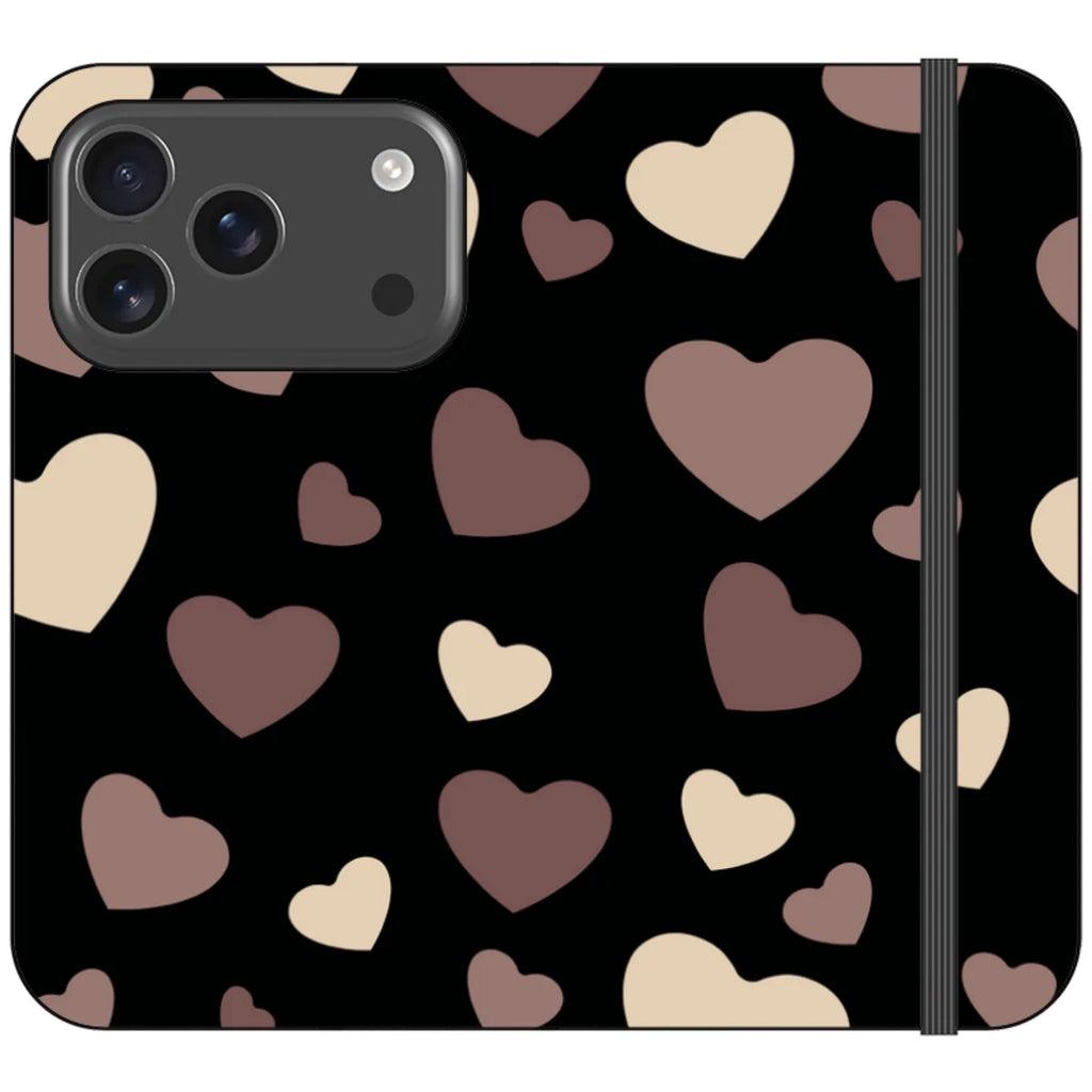 White & Black Hearts Vegan Leather — iPhone 17 Pro Wallet Case — Finnaij