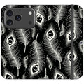 Feathers in Bloom Black- iPhone Folio Wallet Case — iPhone 17 Pro — Finnaij
