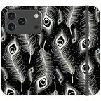 Feathers in Bloom Black- iPhone Folio Wallet Case — iPhone 17 Pro — Finnaij