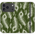 Feathers in Bloom Army Green — iPhone 17 Pro Wallet Case — Finnaij