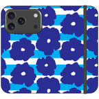 Bold Floral Blue Vegan Leather — iPhone 17 Pro Wallet Case — Finnaij