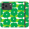 Bold Floral Green Vegan Leather — iPhone 17 Pro Wallet Case — Finnaij