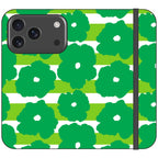 Bold Floral Green Vegan Leather — iPhone 17 Pro Wallet Case — Finnaij