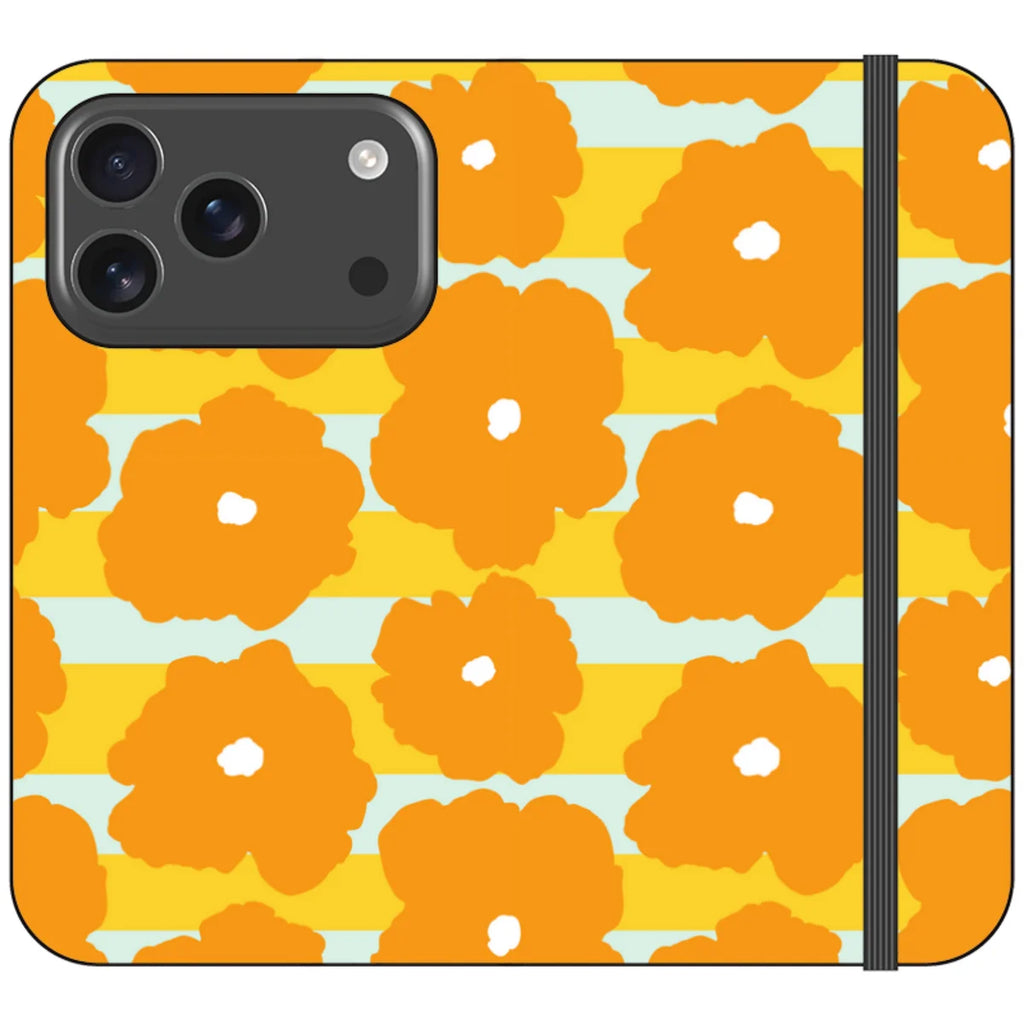 Bold Floral Orange — iPhone 17 Pro Wallet Case — Finnaij