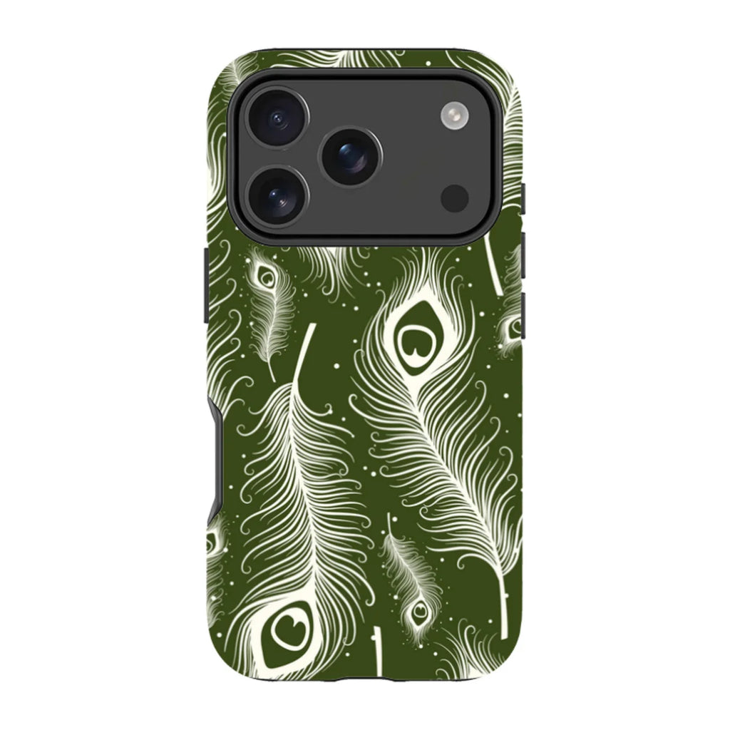 Feathers in Bloom Army Green — iPhone 17 Pro Tough Case — Finnaij