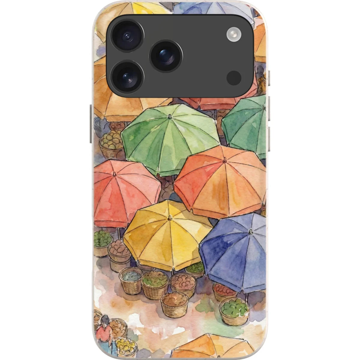 Market Umbrellas from Above by Tobi Akinyemi — iPhone 18 Pro Max Bio-degradable Case — Finnaij