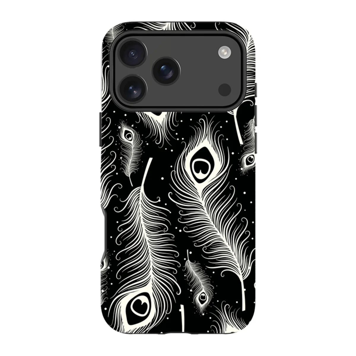 Feathers in Bloom Black — iPhone 18 Pro Max Magsafe Tough Case — Finnaij