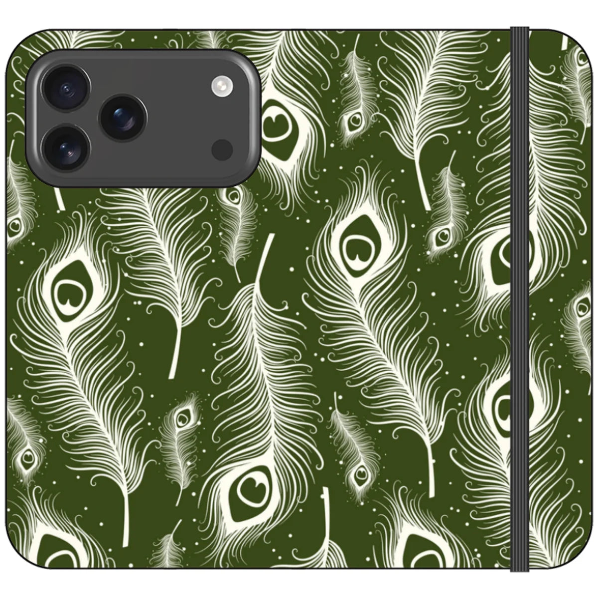 Feathers in Bloom Army Green — iPhone 18 Pro Max Wallet Case — Finnaij