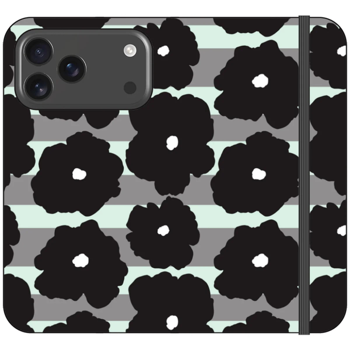 Bold Floral Black — iPhone 18 Pro Max Wallet Case — Finnaij