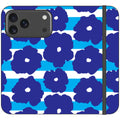 Bold Floral Blue Vegan Leather — iPhone 18 Pro Max Wallet Case — Finnaij
