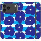 Bold Floral Blue Vegan Leather — iPhone 18 Pro Max Wallet Case — Finnaij