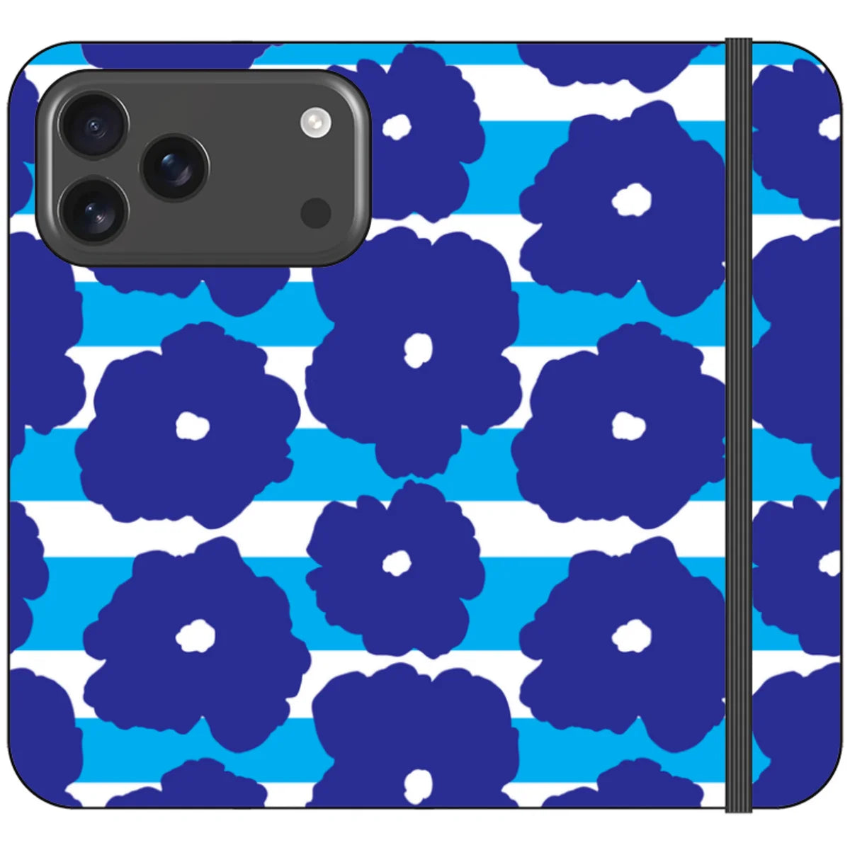 Bold Floral Blue Vegan Leather — iPhone 18 Pro Max Wallet Case — Finnaij
