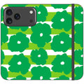 Bold Floral Green Vegan Leather — iPhone 18 Pro Max Wallet Case — Finnaij