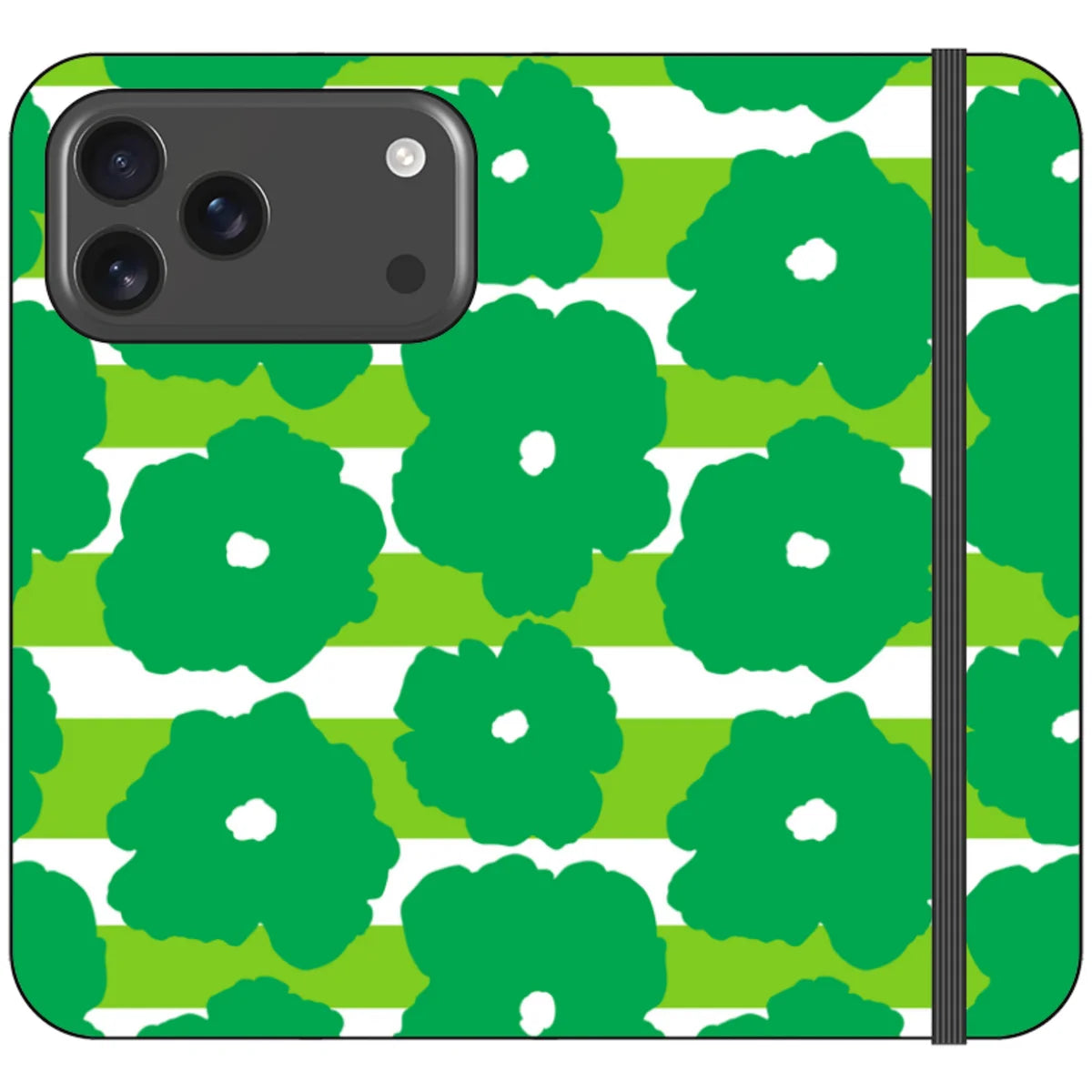 Bold Floral Green Vegan Leather — iPhone 18 Pro Max Wallet Case — Finnaij