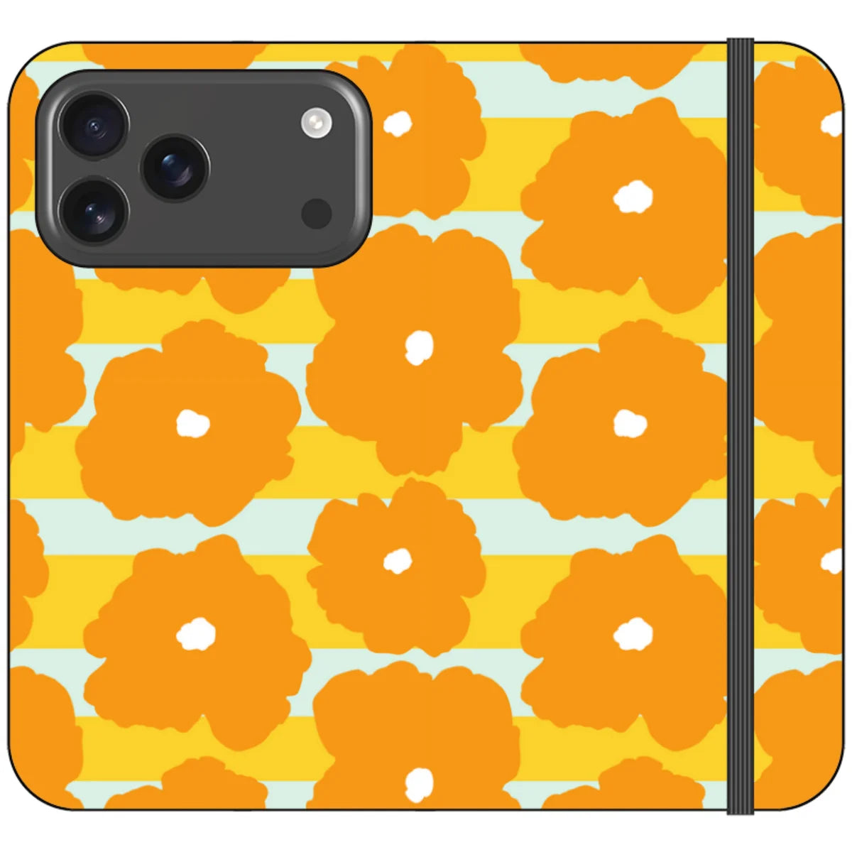 Bold Floral Orange — iPhone 18 Pro Max Wallet Case — Finnaij