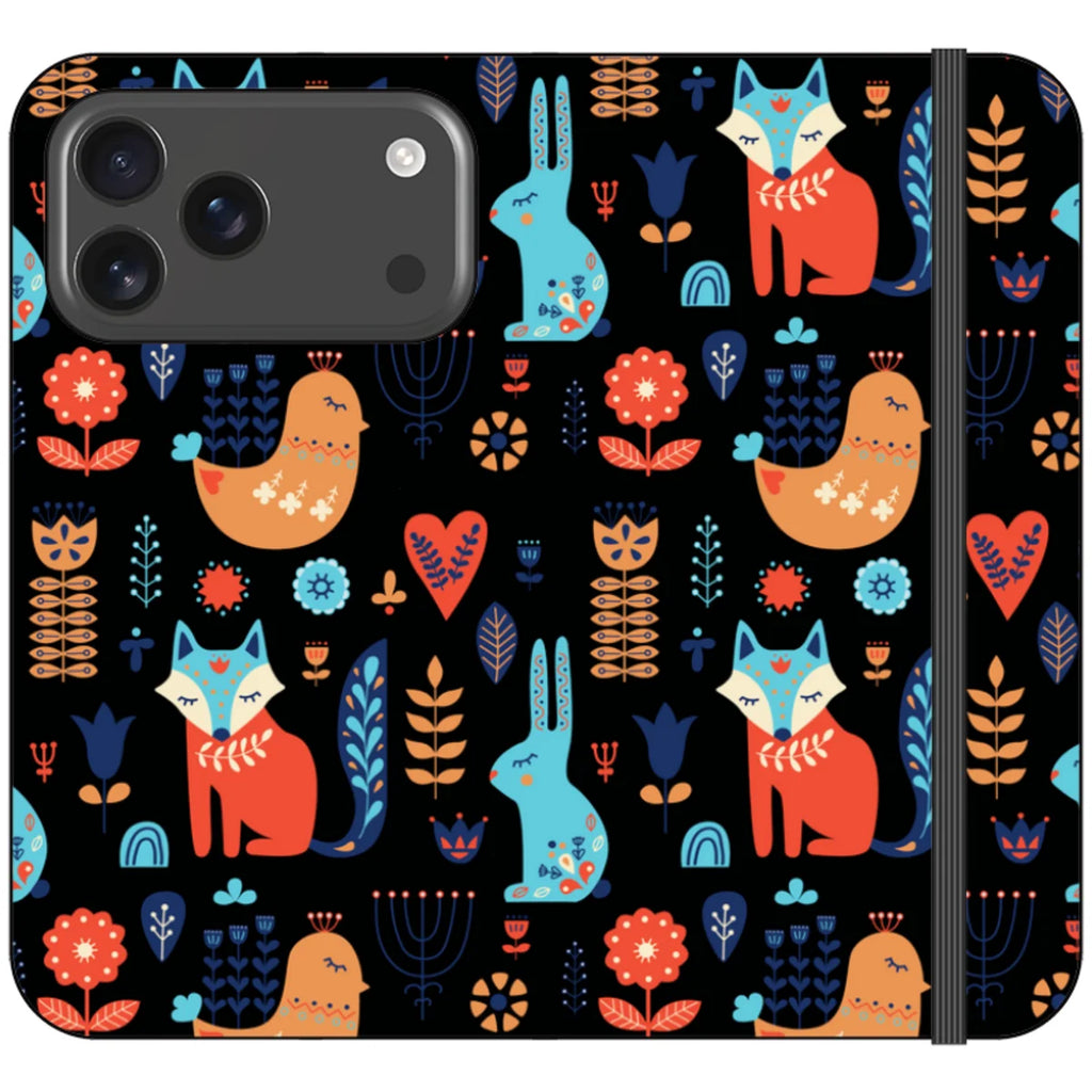 Nordic Ornament Black Vegan Leather — iPhone 18 Pro Max Wallet Case — Finnaij