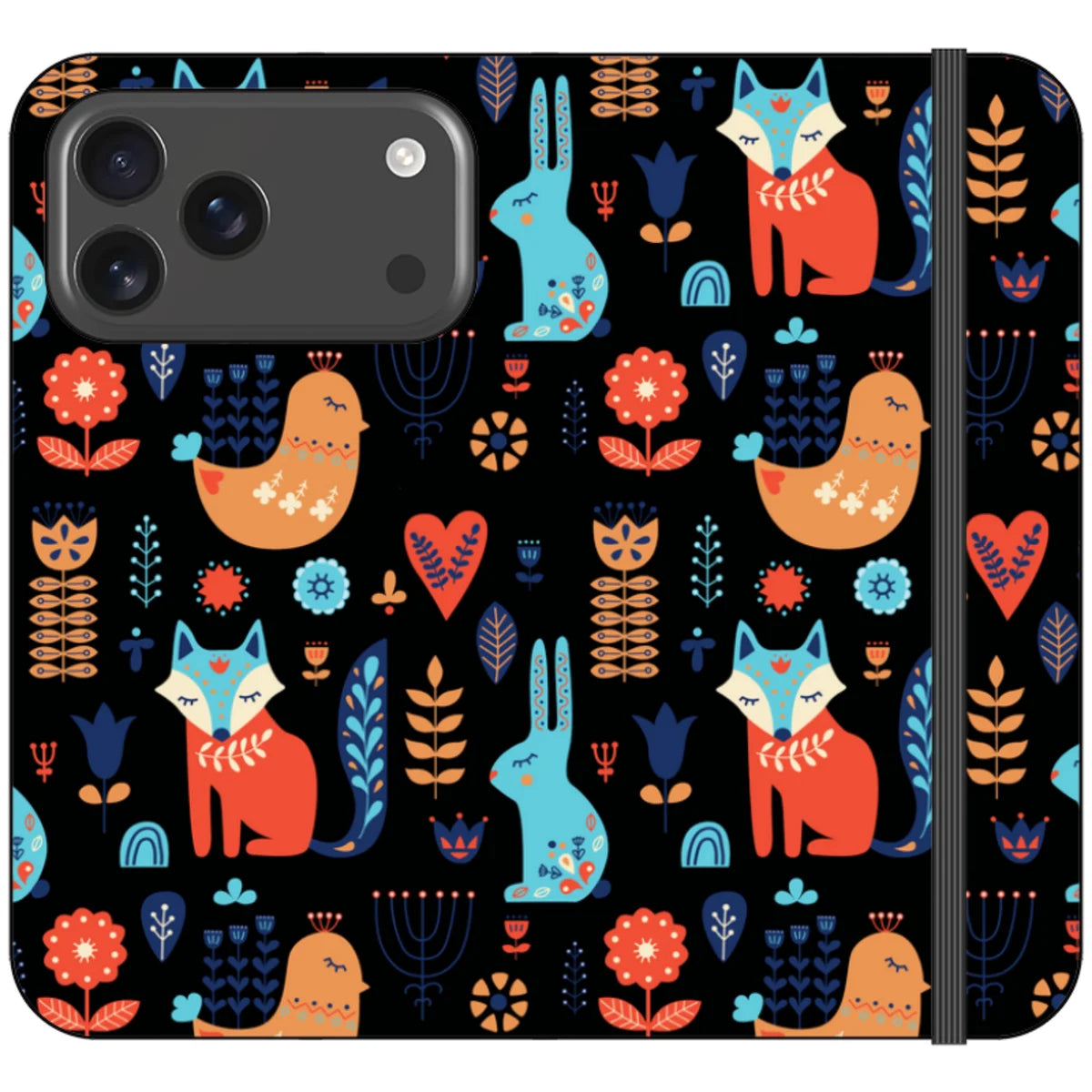 Nordic Ornament Black Vegan Leather — iPhone 18 Pro Max Wallet Case — Finnaij
