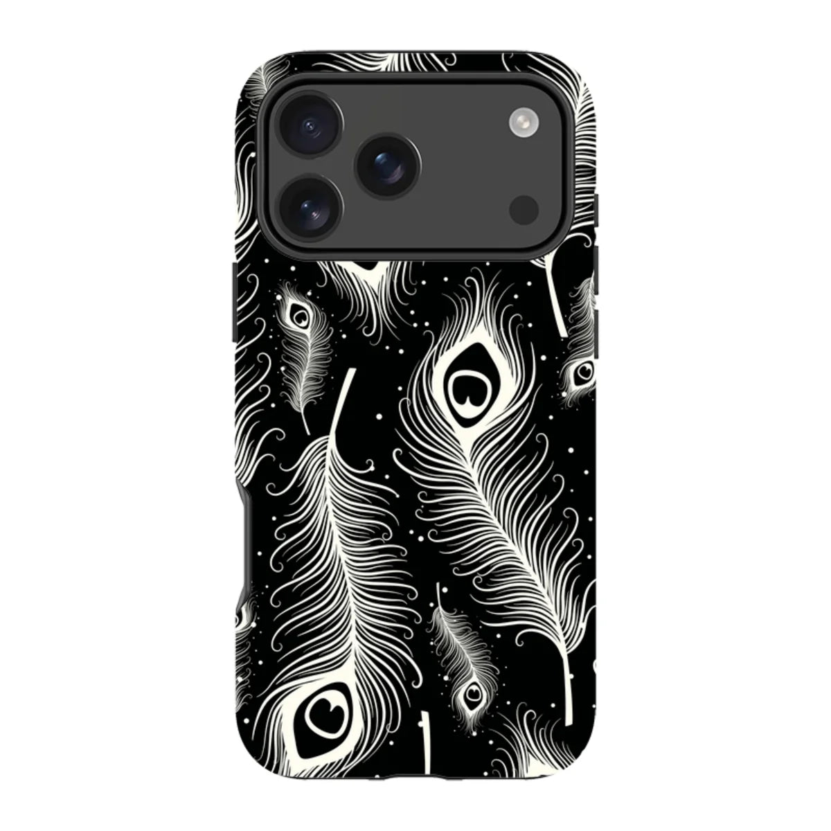 Feathers in Bloom Black — iPhone 18 Pro Max Tough Case — Finnaij