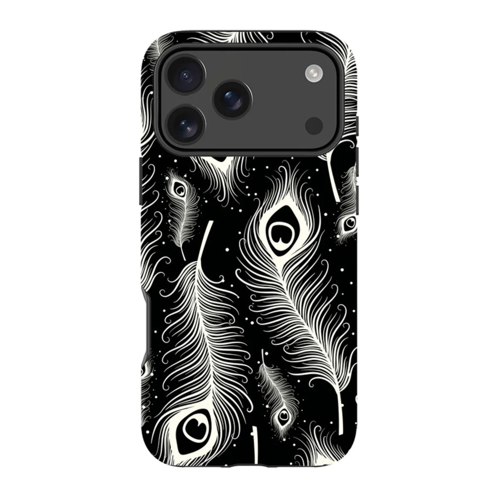 Feathers in Bloom Black — iPhone 18 Pro Max Tough Case — Finnaij
