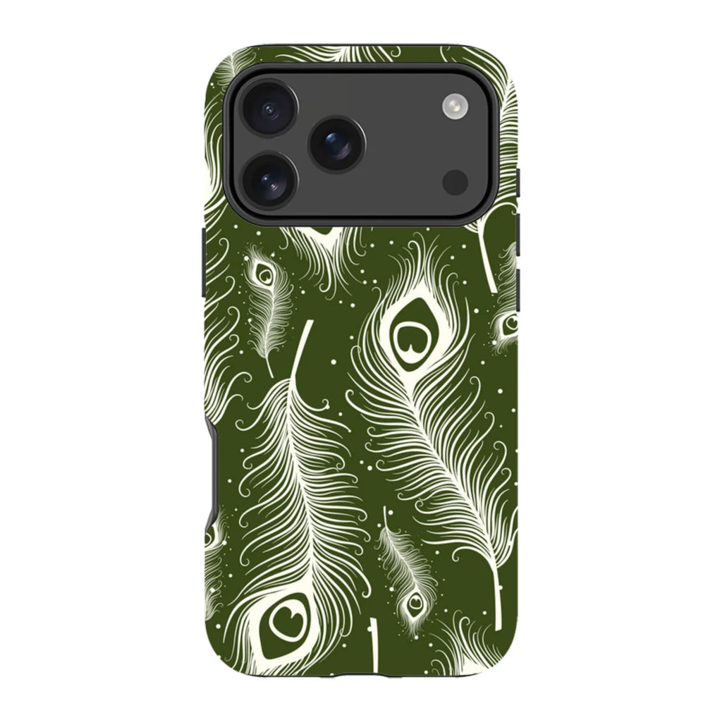 Feathers in Bloom Army Green — iPhone 18 Pro Max Tough Case — Finnaij
