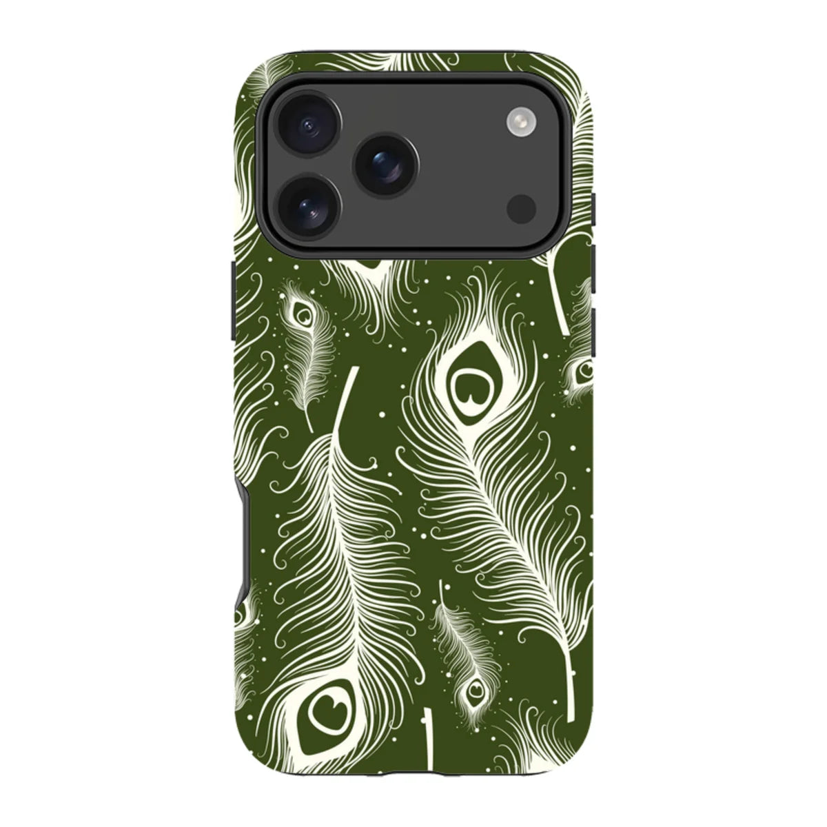Feathers in Bloom Army Green — iPhone 18 Pro Max Tough Case — Finnaij