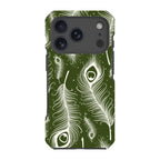 Feathers in Bloom Army Green — iPhone 18 Pro Impact Armour MagSafe Case — Finnaij