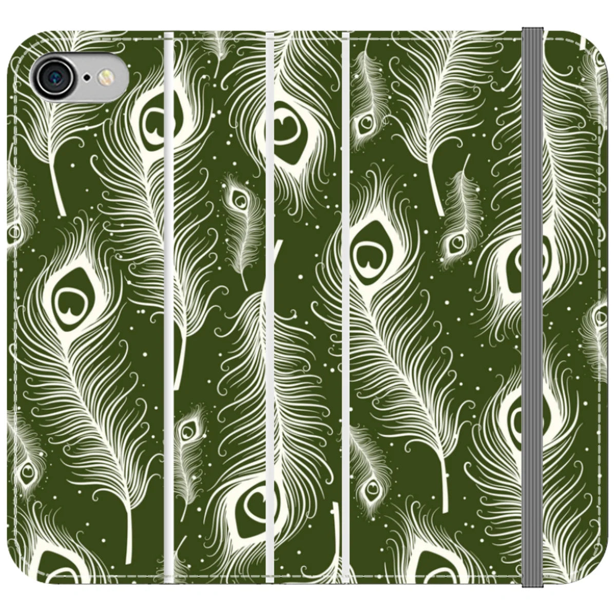 Feathers in Bloom Army Green — iPhone SE2 (2020) Wallet Case — Finnaij