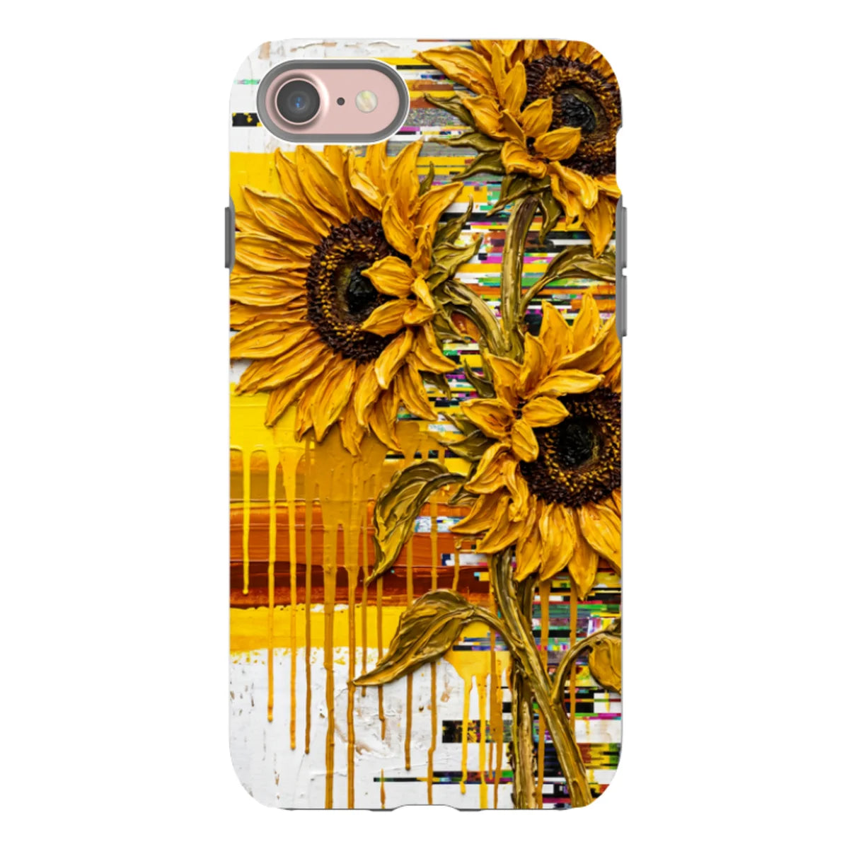 Sunflowers with Abstract Golden Chaos by Frida Lövström — iPhone SE2 Tough Case In Matte Tough Case — Finnaij