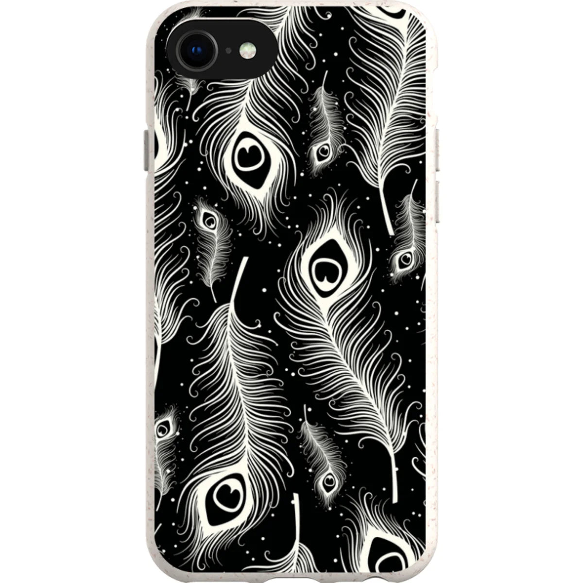 Feathers in Bloom Black — iPhone SE3 iPhone Bio-degradable Case — Finnaij