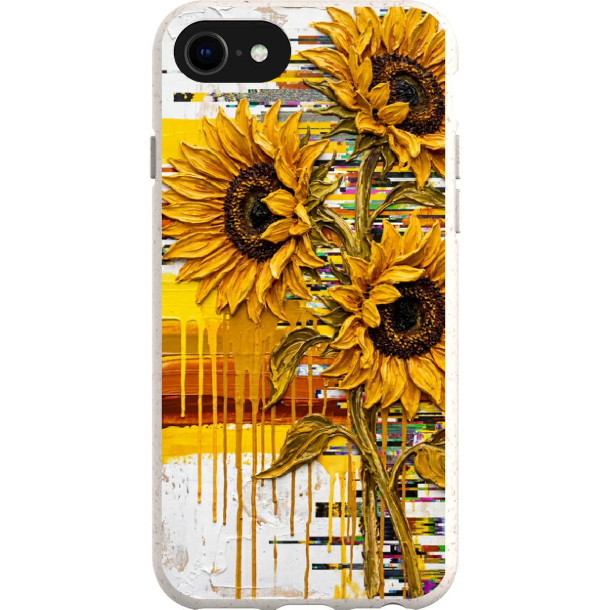 Sunflowers with Abstract Golden Chaos by Frida Lövström — iPhone SE3 iPhone Bio-degradable Case — Finnaij