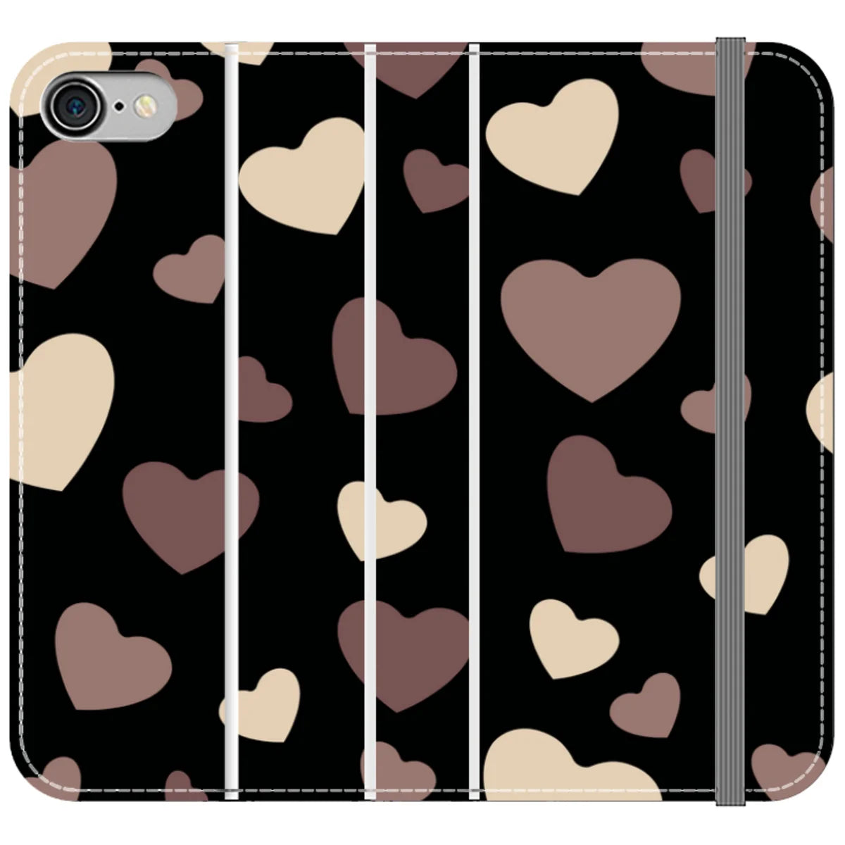 White & Black Hearts Vegan Leather — iPhone SE3 (2022) Wallet Case — Finnaij