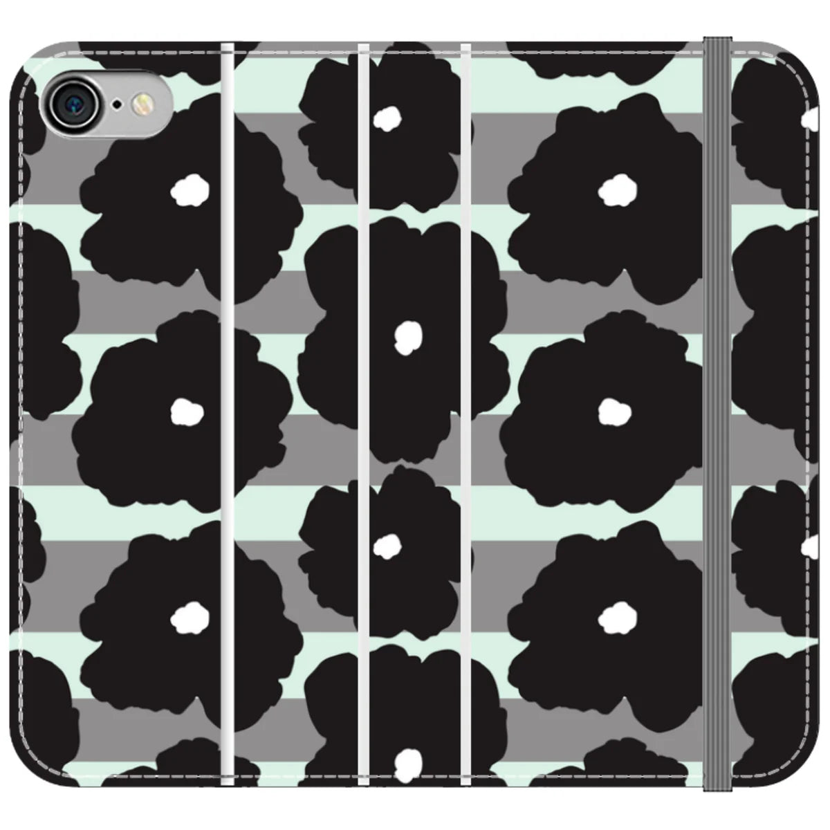 Bold Floral Black — iPhone SE3 (2022) Wallet Case — Finnaij