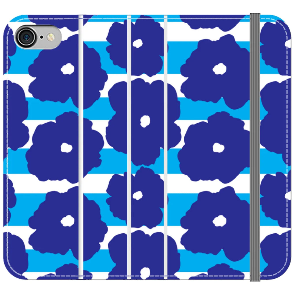 Bold Floral Blue Vegan Leather — iPhone SE3 (2022) Wallet Case — Finnaij