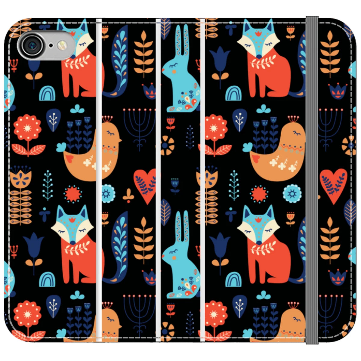 Nordic Ornament Black Vegan Leather — iPhone SE3 (2022) Wallet Case — Finnaij