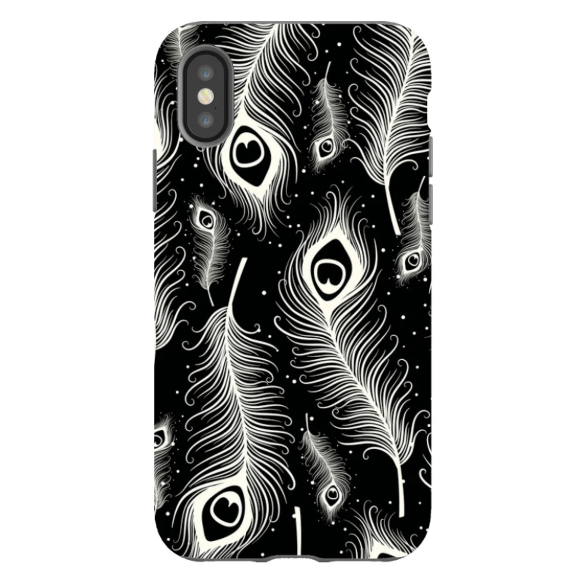 Feathers in Bloom Black — iPhone X Tough Case — Finnaij