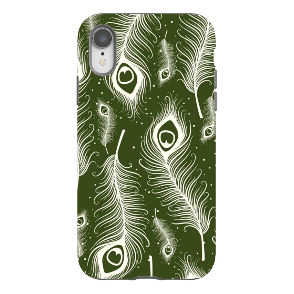 Feathers in Bloom Army Green — iPhone XR Tough Case — Finnaij