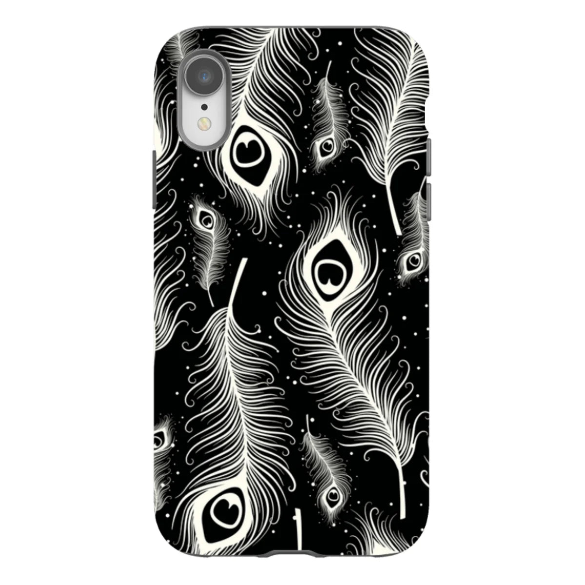 Feathers in Bloom Black — iPhone XR Tough Case — Finnaij
