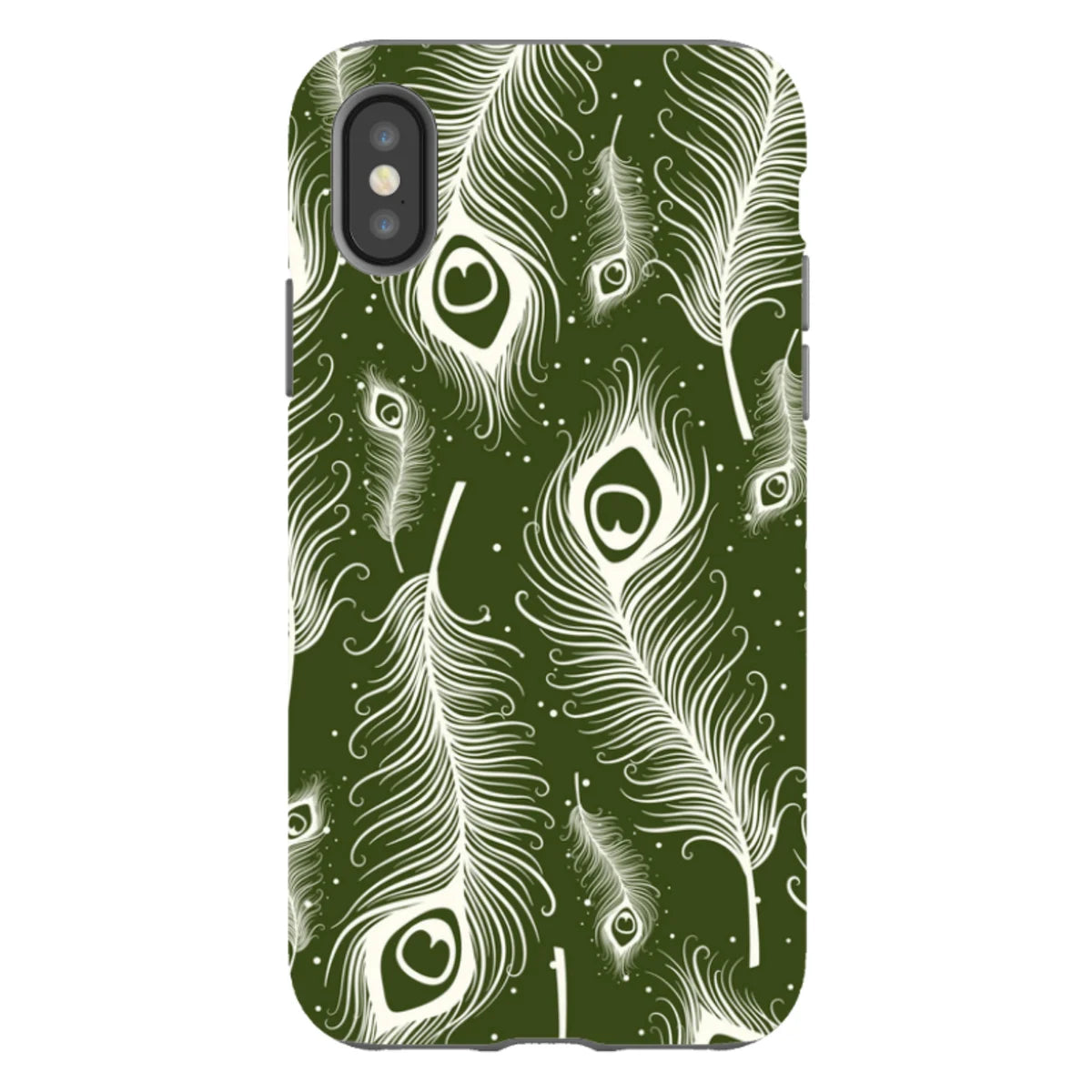 Feathers in Bloom Army Green — iPhone XS Tough Case — Finnaij