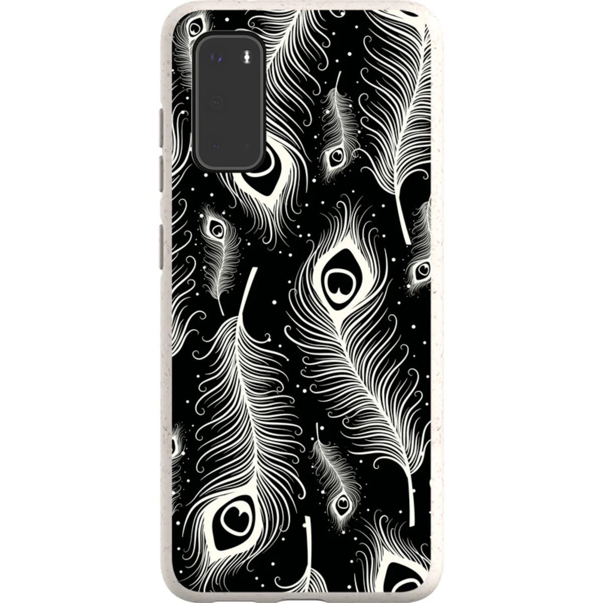Feathers in Bloom Black — S20 Samsung Galaxy Bio-degradable Case — Finnaij