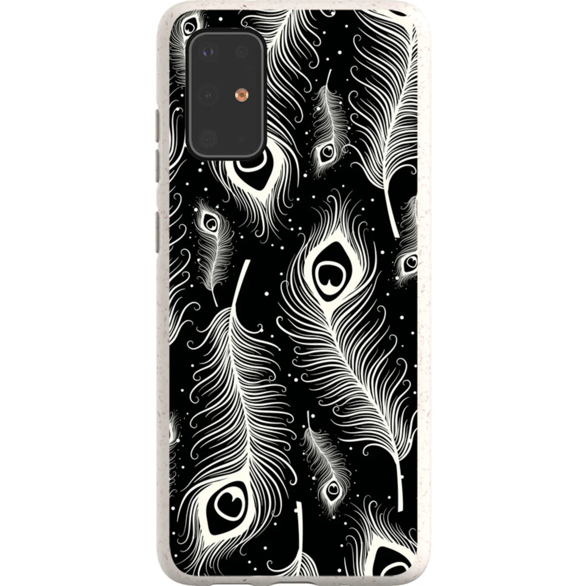 Feathers in Bloom Black — S20 Plus Samsung Galaxy Bio-degradable Case — Finnaij