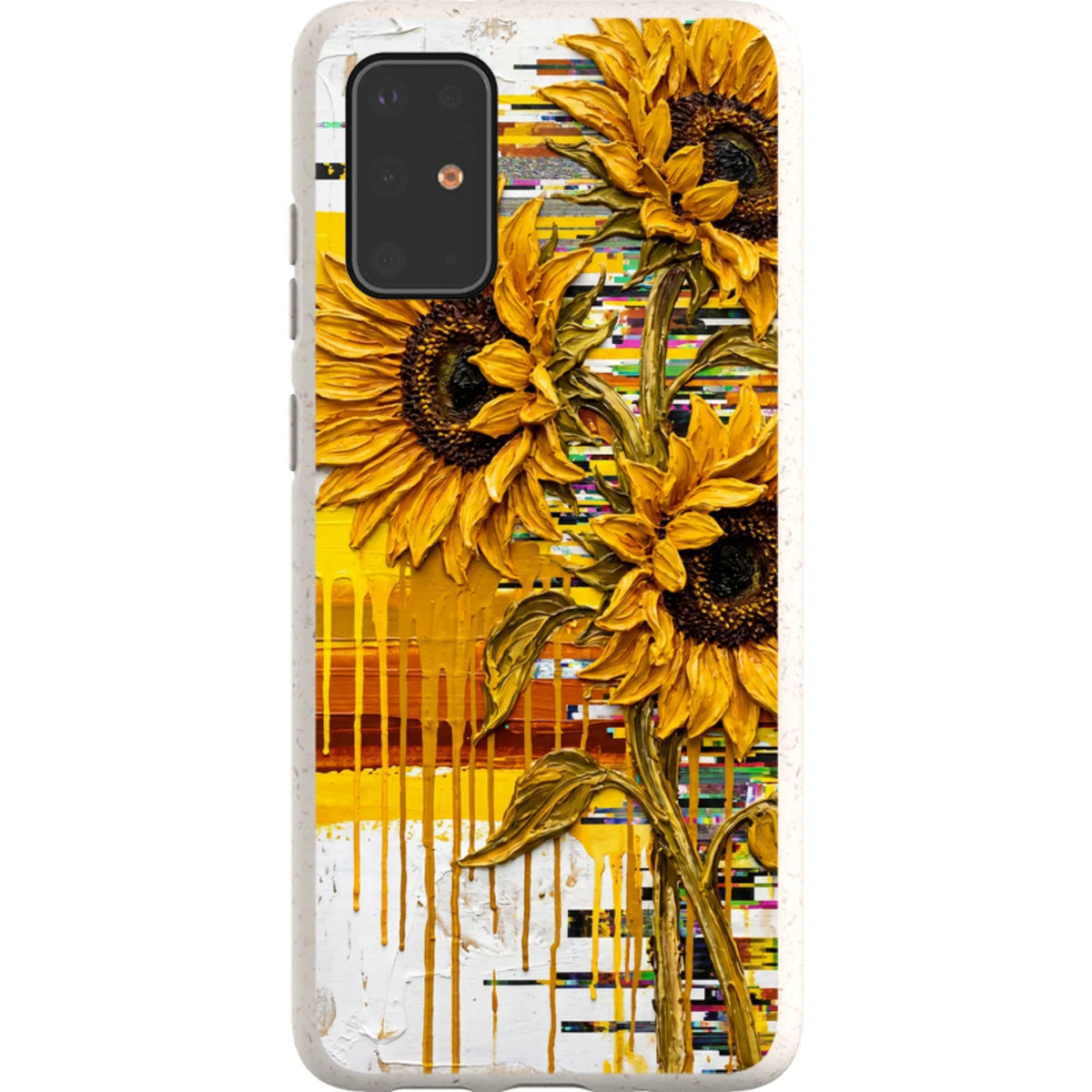 Sunflowers with Abstract Golden Chaos by Frida Lövström — S20 Plus Samsung Galaxy Bio-degradable Case — Finnaij