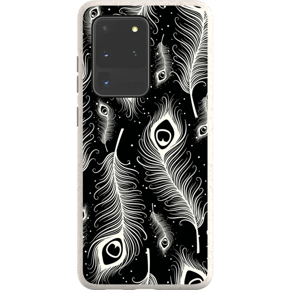Feathers in Bloom Black — S20 Ultra Samsung Galaxy Bio-degradable Case — Finnaij