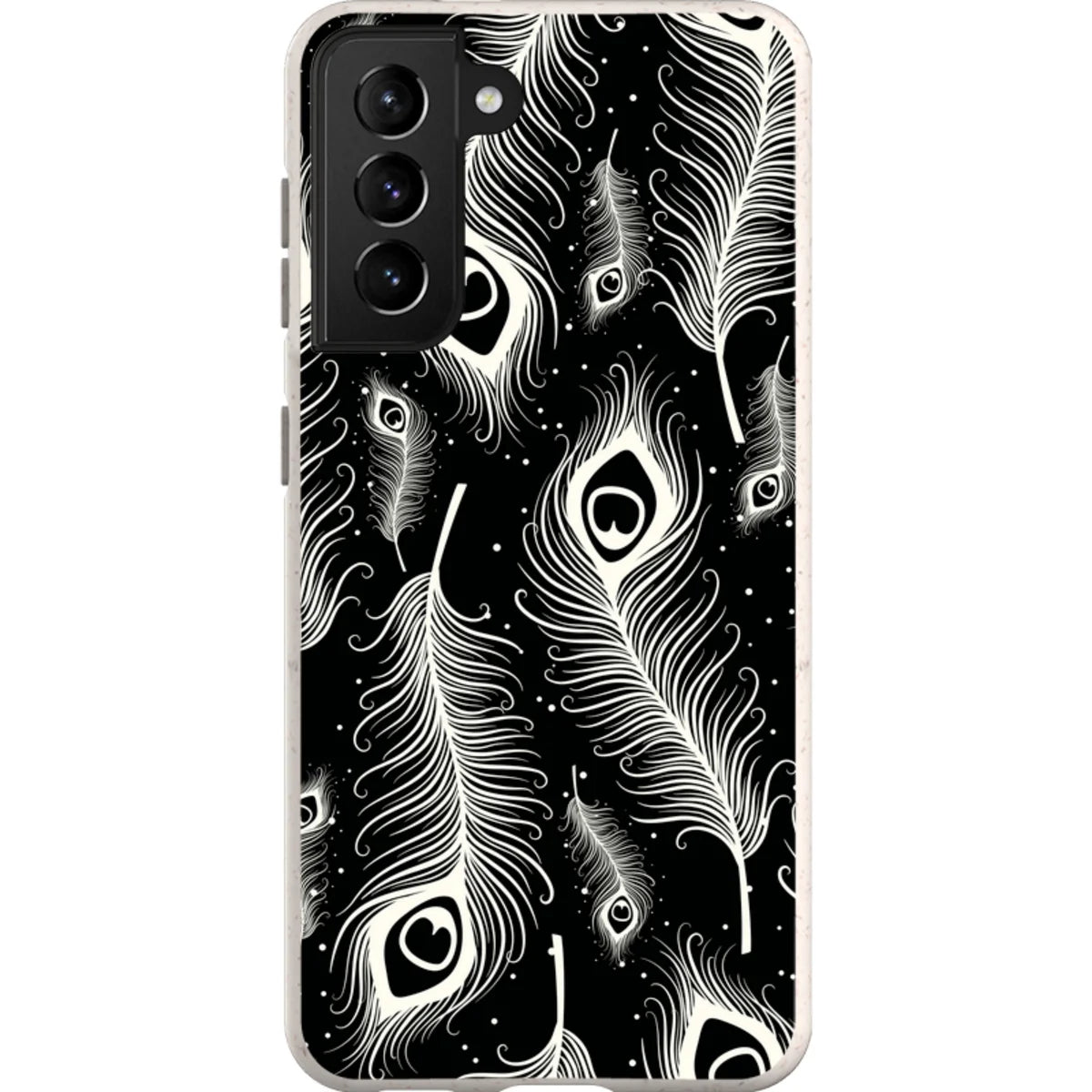 Feathers in Bloom Black — S21 Samsung Galaxy Bio-degradable Case — Finnaij