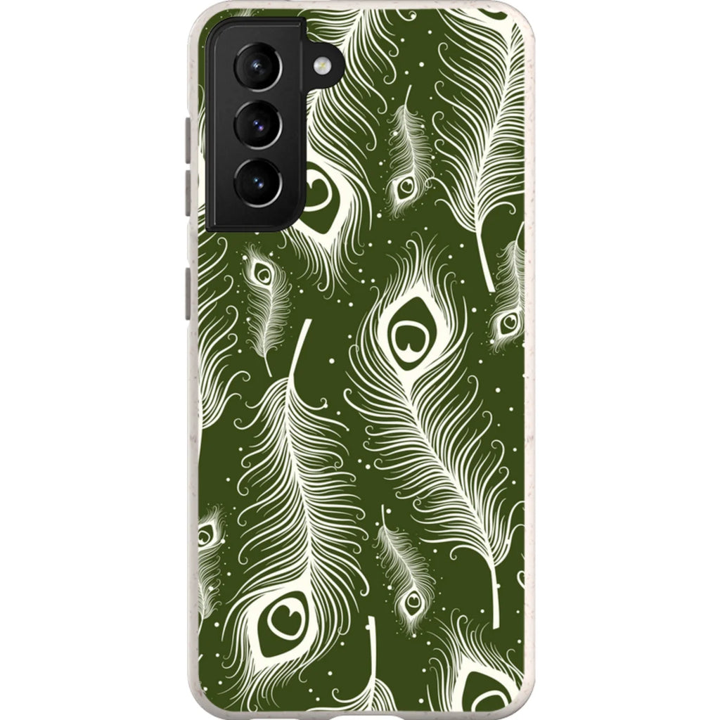 Feathers in Bloom Army Green — S21 Samsung Galaxy Bio-degradable Case — Finnaij